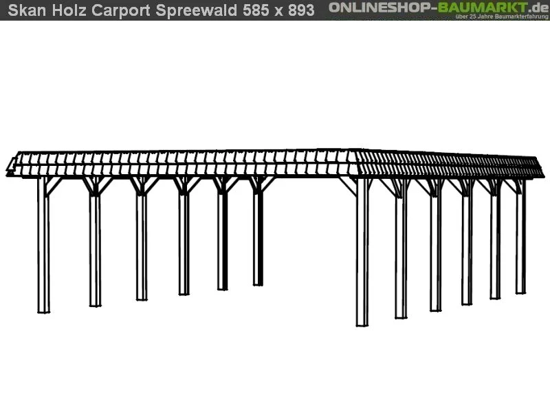Skan Holz Carport Spreewald 585 x 893 cm mit roter Blende - Image 4