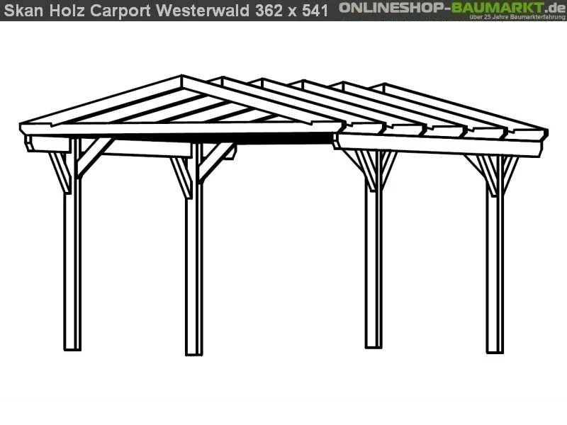 Skan Holz Carport Westerwald 362 x 541 cm Leimholz - Image 3