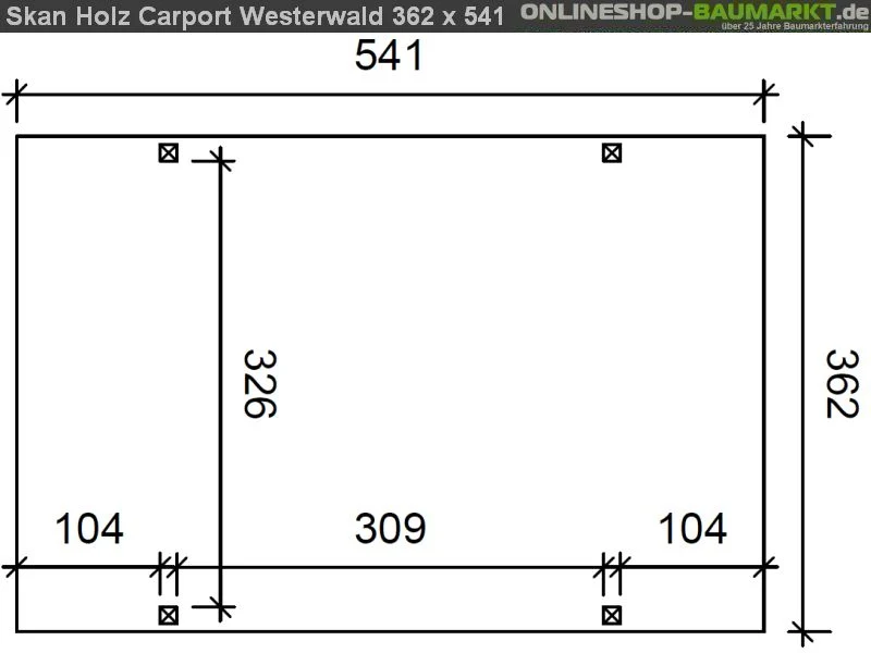 Skan Holz Carport Westerwald 362 x 541 cm Leimholz - Image 4