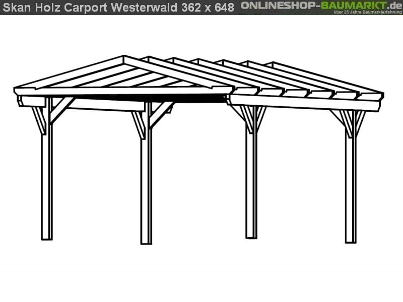 Skan Holz Carport Westerwald 362 x 648 cm Leimholz - Image 3