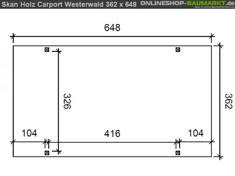 Skan Holz Carport Westerwald 362 x 648 cm Leimholz - Image 4