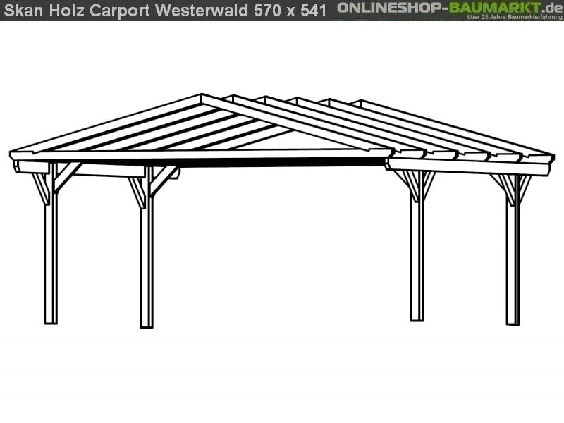 Skan Holz Carport Westerwald 570 x 541 cm Leimholz - Image 3