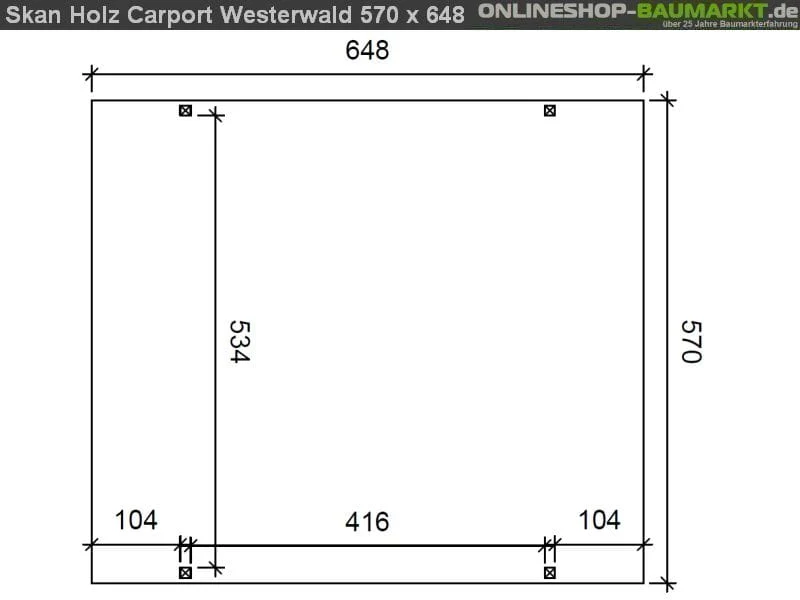 Skan Holz Carport Westerwald 570 x 648 cm Leimholz - Image 4