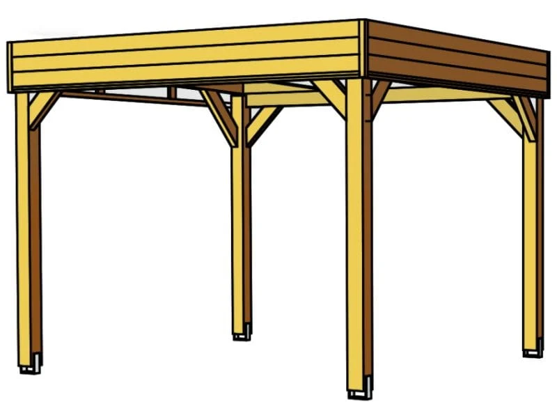 Skan Holz Flachdach Pavillon Toulouse, Eiche hell - Image 3