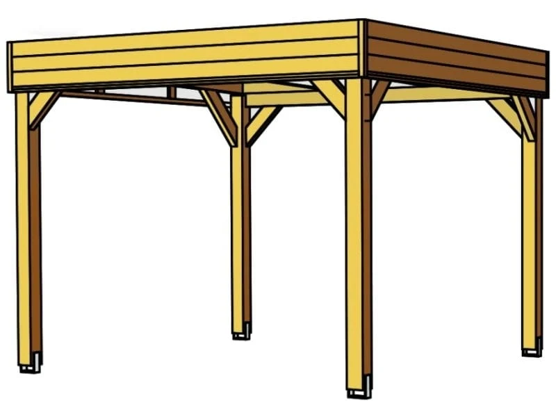 Skan Holz Flachdach Pavillon Toulouse, Weiß - Image 3
