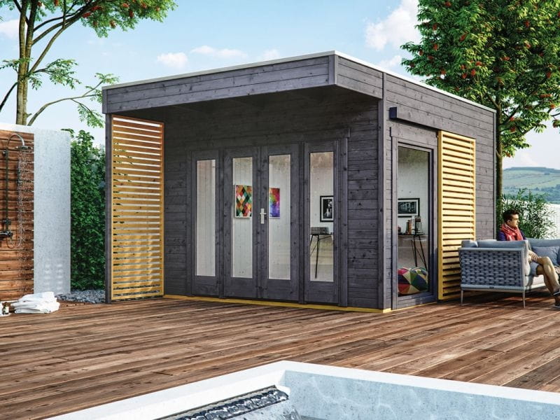 Skan Holz Gartenhaus Tokio 2 zweischalig schiefergrau - Image 2
