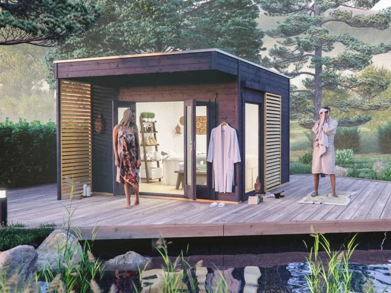 Skan Holz Gartenhaus Tokio 2 zweischalig schiefergrau - Image 3