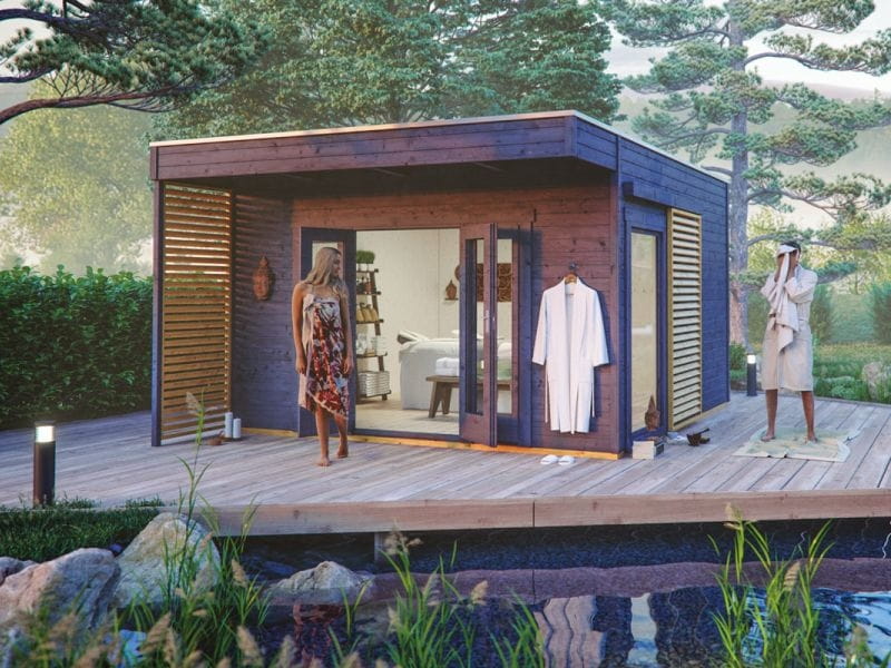 Skan Holz Gartenhaus Tokio 4 zweischalig schiefergrau - Image 2