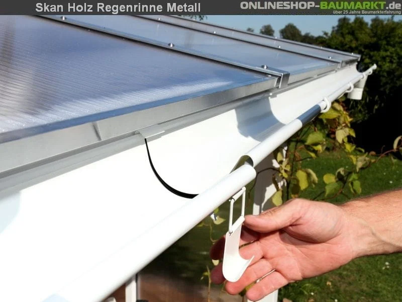 Skan Holz Metall-Regenrinne für Satteldach-Carport 648 cm, weiß - Image 5