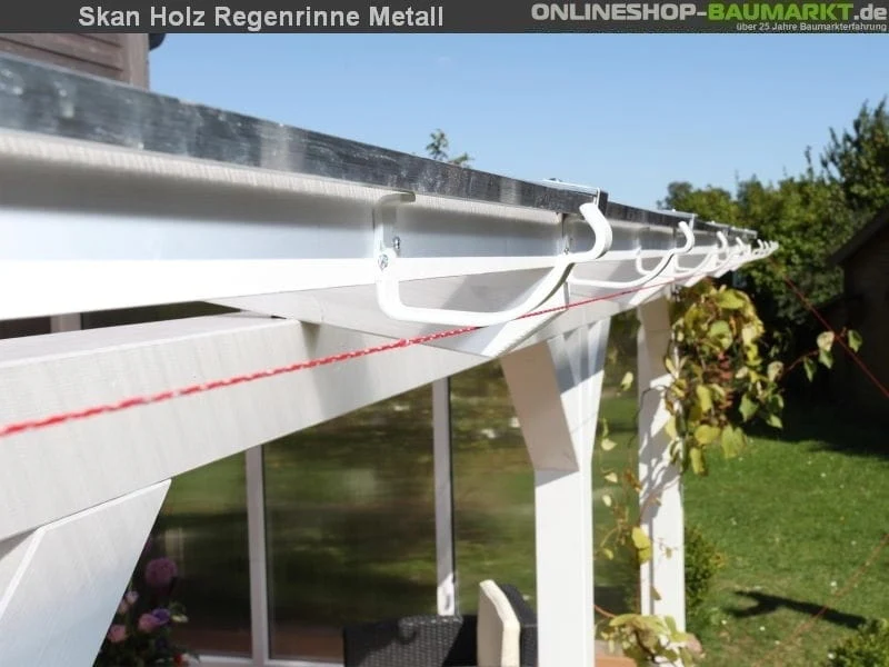 Skan Holz Metall-Regenrinne für Satteldach-Carport 812 cm, weiß - Image 3