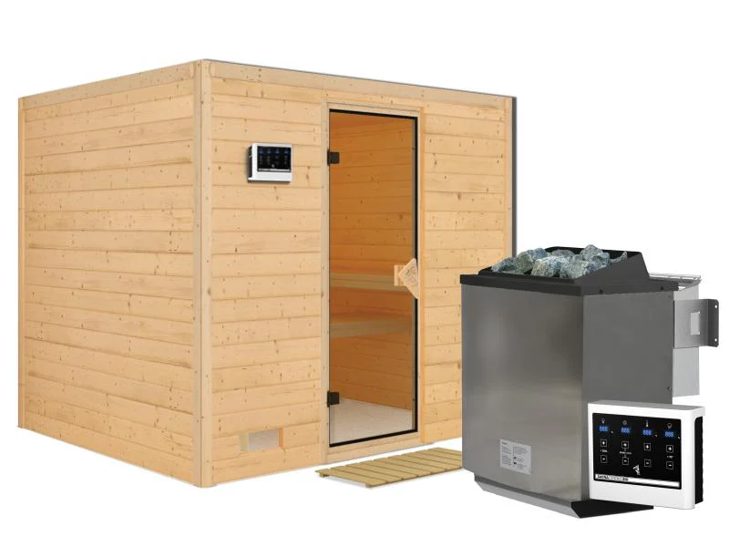 Sonara - Karibu Sauna inkl. 9-kW-Bioofen - ohne Dachkranz - - Image 2
