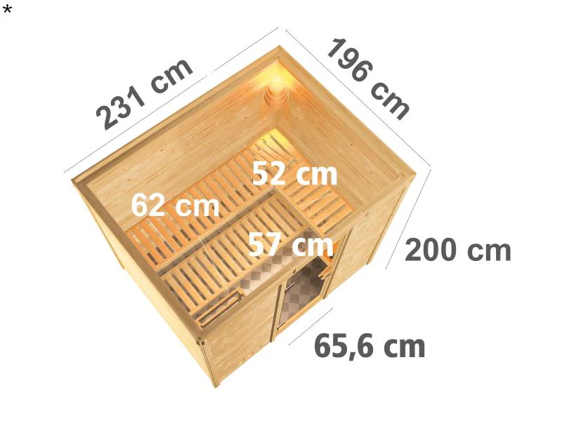 Sonara - Karibu Sauna inkl. 9-kW-Bioofen - ohne Dachkranz - - Image 3