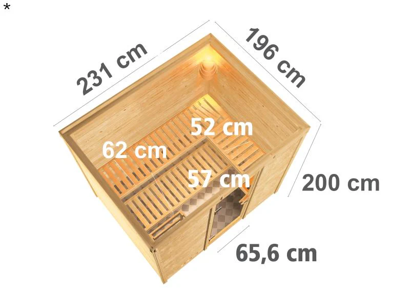 Sonara - Karibu Sauna inkl. 9-kW-Ofen - ohne Dachkranz - - Image 3