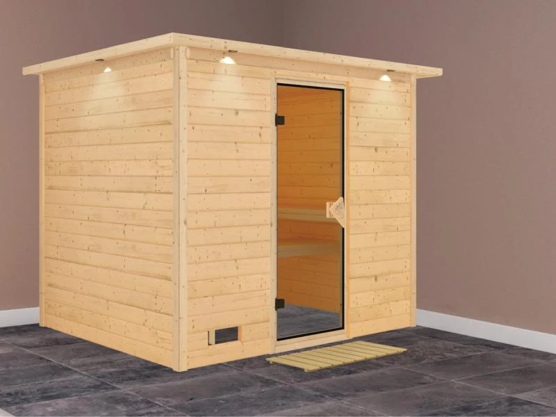 Sonara - Karibu Sauna ohne Ofen - mit Dachkranz -
