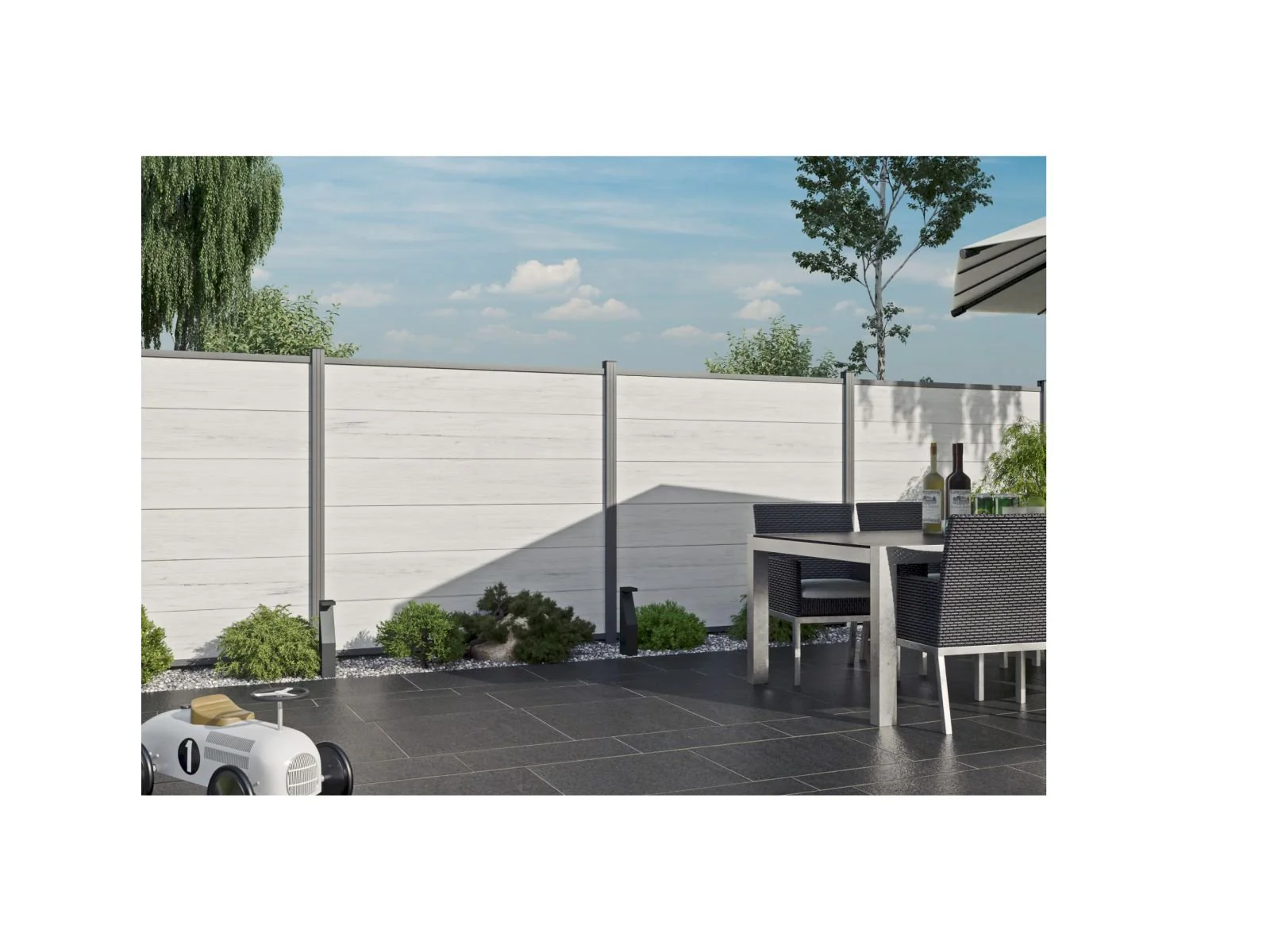 Zaun Elze + 186 cm Zaun Verlängerung inkl. 1 Pfosten – Grau - Image 7