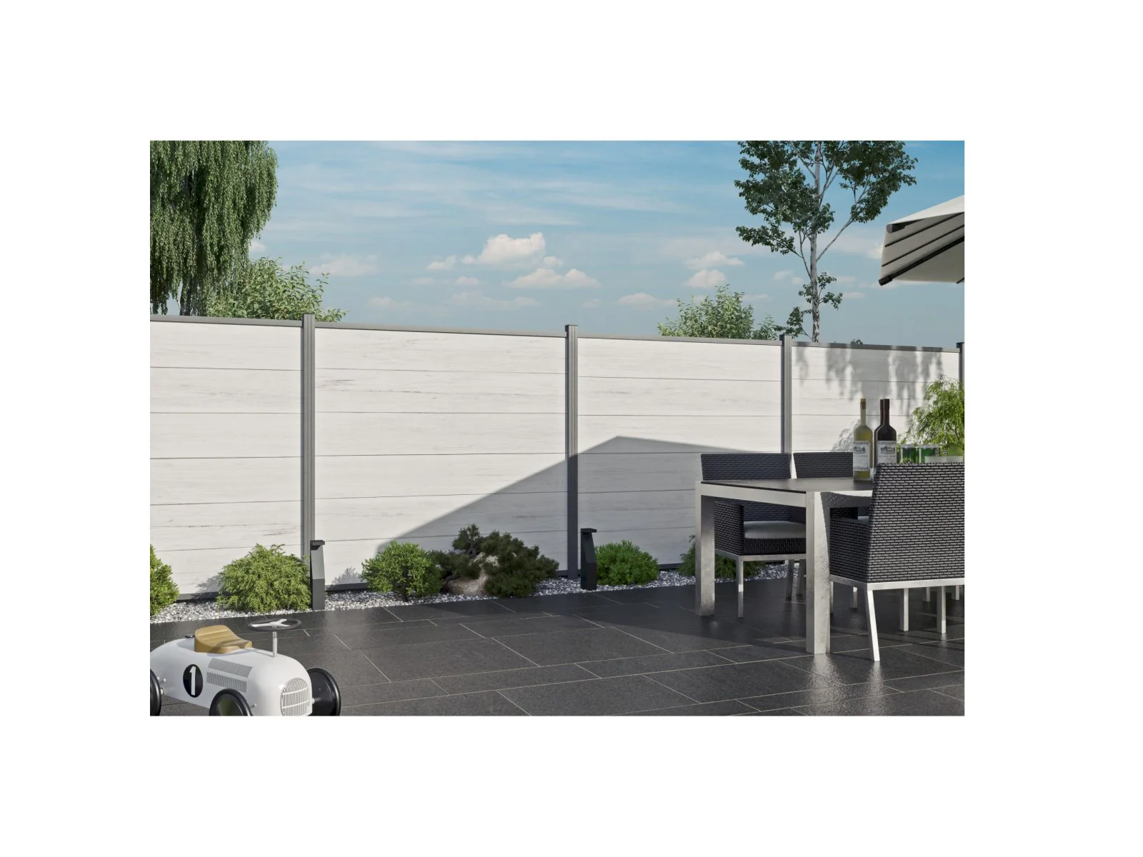 T&J WPC Zaun Elze Grundfeld (Komplettset) – Beige, Pfosten 180 cm - Image 3