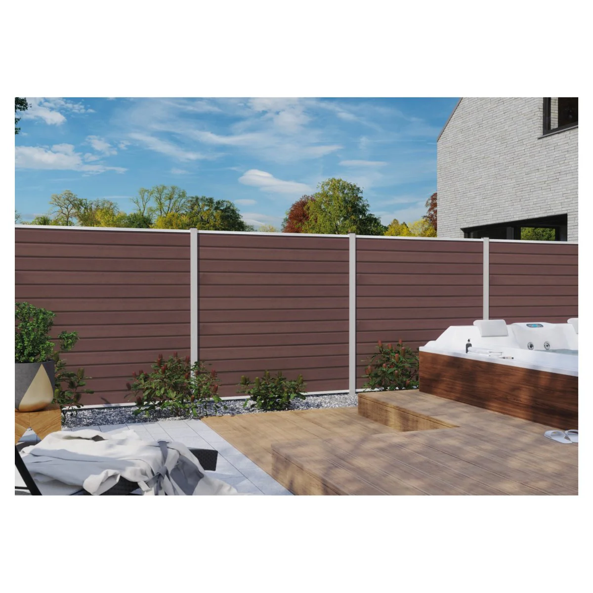 Zaun Wollbach + 182 cm Zaun Verlängerung inkl. 1 Pfosten – Mokka - Image 2