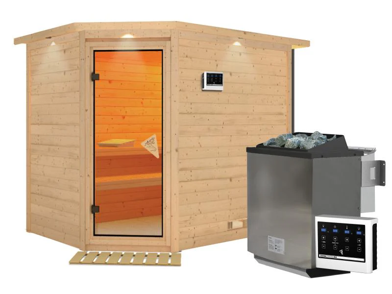 Tanami - Karibu Sauna inkl. 9-kW-Bioofen - mit Dachkranz - - Image 2