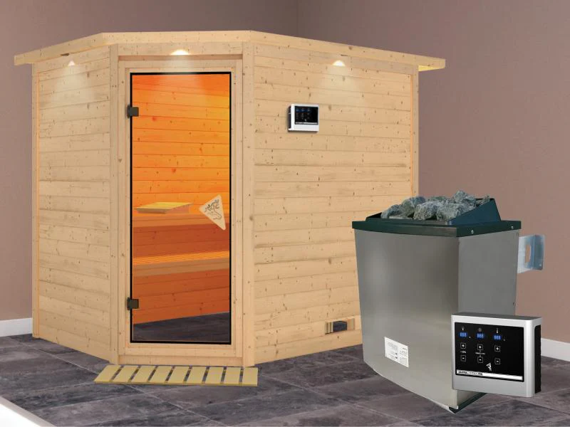 Tanami - Karibu Sauna inkl. 9-kW-Ofen - mit Dachkranz - - Image 2