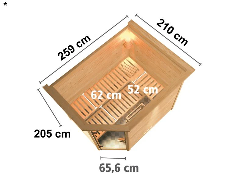 Tanami - Karibu Sauna inkl. 9-kW-Ofen - mit Dachkranz - - Image 3