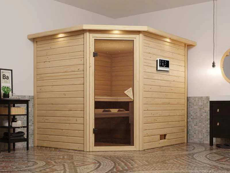 Tanami - Karibu Sauna inkl. 9-kW-Ofen - mit Dachkranz - - Image 4
