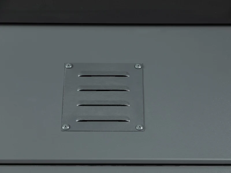 Telluria Metall-Gerätehaus Classico 2424 Granitgrau mit großem Seitendach links - Image 6