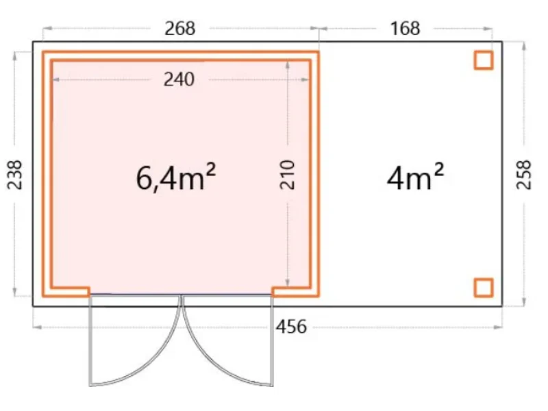 Telluria Metall-Gerätehaus Classico 2424 Granitgrau mit kleinem Seitendach rechts - Image 2