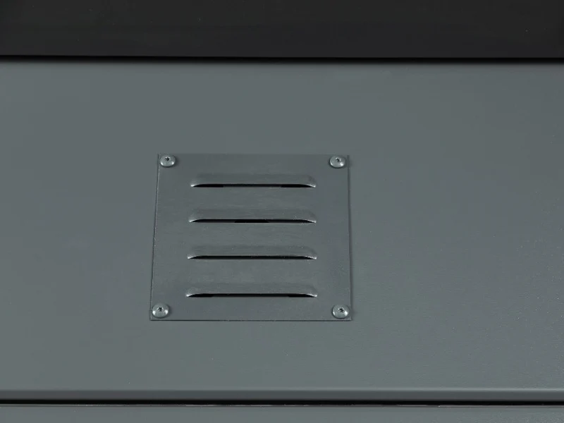 Telluria Metall-Gerätehaus Classico 2424 Lichtgrau mit Lounge links, inkl. 2 Fenster - Image 6