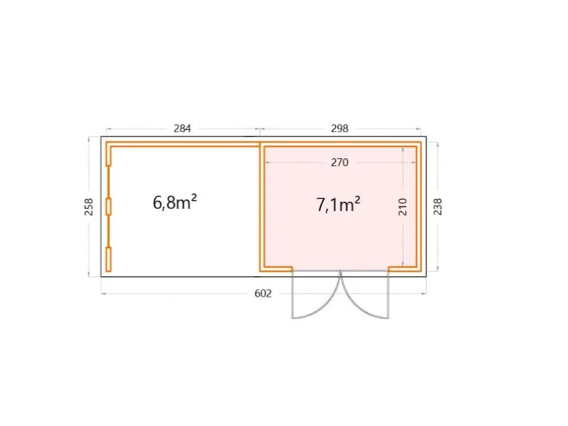 Telluria Metall-Gerätehaus Classico 3024 Lichtgrau mit Lounge links, inkl. 2 Fenster - Image 2