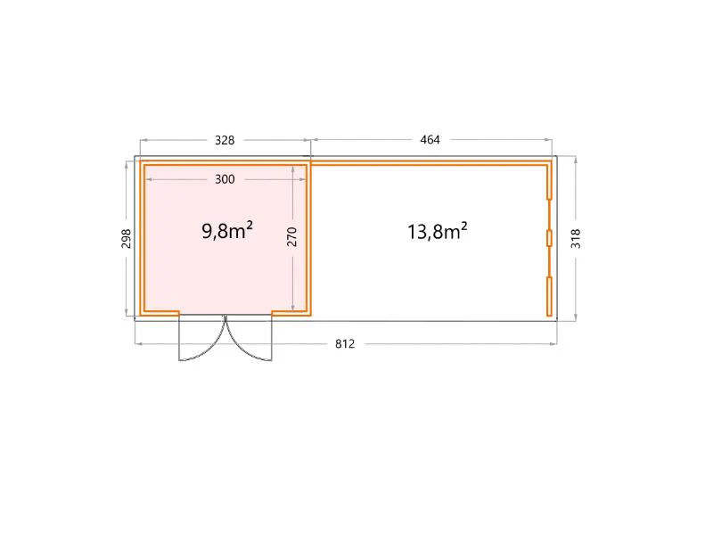 Telluria Metall-Gerätehaus Classico 3330 Granitgrau mit XL Lounge rechts, inkl. 2 Fenster - Image 2