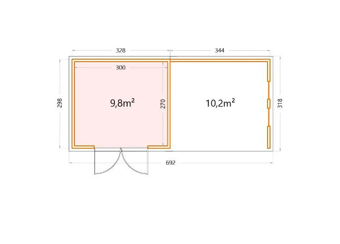 Telluria Metall-Gerätehaus Classico 3330 Komplett Weiß mit Lounge rechts, inkl. 2 Fenster - Image 2