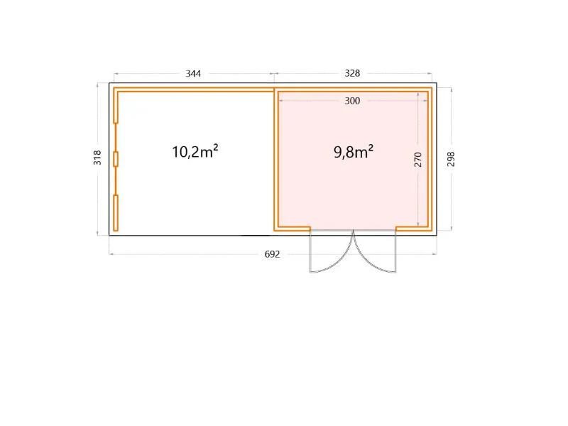 Telluria Metall-Gerätehaus Classico 3330 Weiß mit Lounge links, inkl. 2 Fenster - Image 2