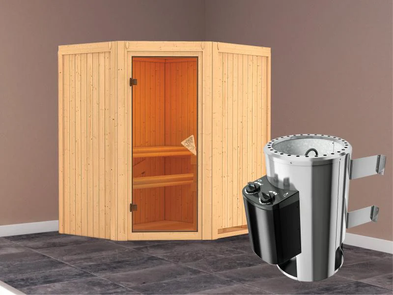 Tonja - Karibu Sauna Plug & Play inkl. 3,6 kW-Ofen int. Steuerung - ohne Dachkranz - - Image 2