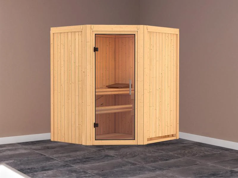 Tonja - Karibu Sauna Plug & Play ohne Ofen - ohne Dachkranz - Klarglas Ganzglastür - Image 2