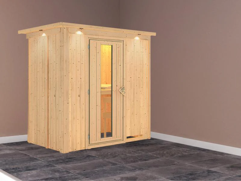 Variado - Karibu Sauna ohne Ofen-mit Dachkranz-mit Energiesparender Saunatür - Image 2