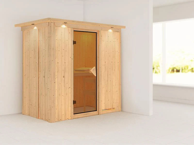 Variado - Karibu Sauna ohne Ofen-mit Dachkranz-mit klassischer Saunatür - Image 4