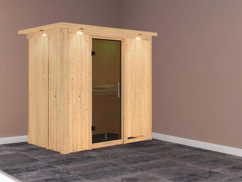 Variado - Karibu Sauna ohne Ofen-mit Dachkranz-mit moderner Saunatür - Image 2