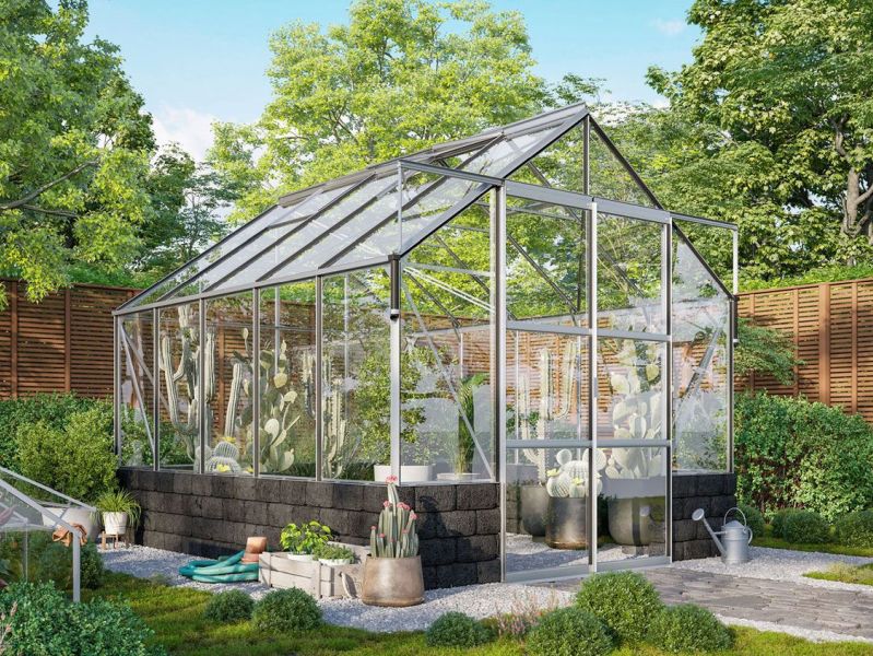 Vitavia Gewächshaus Cassandra 8300 ESG 3 mm Alu eloxiert, inkl. Sockelmauer Basalt - Image 2