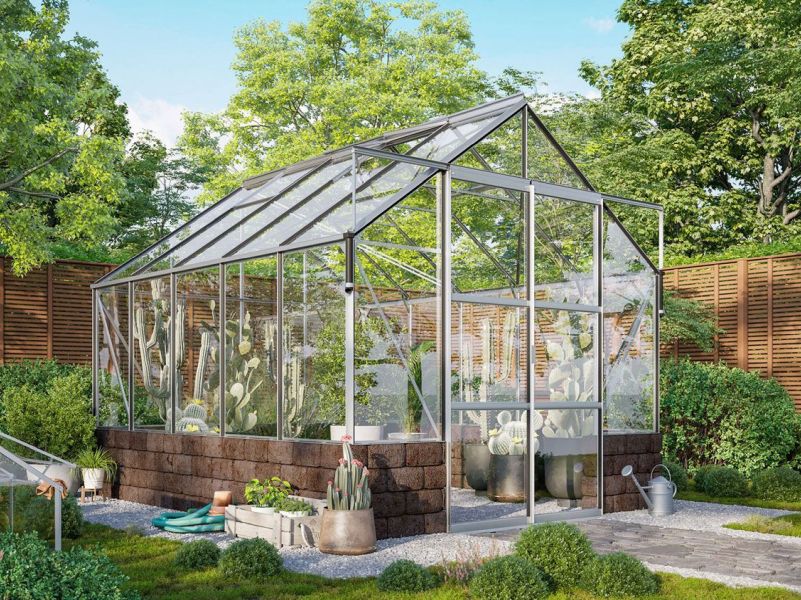 Vitavia Gewächshaus Cassandra 8300 ESG 3 mm Alu eloxiert, inkl. Sockelmauer Herbstlaub - Image 2