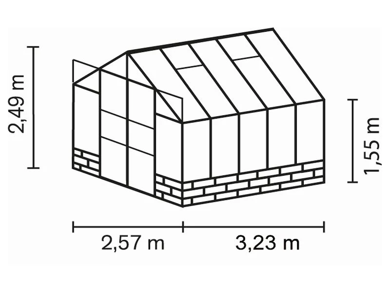 Vitavia Gewächshaus Cassandra 8300 ESG 3 mm Schwarz pulverbeschichtet, inkl. Sockelmauer Basalt - Image 3