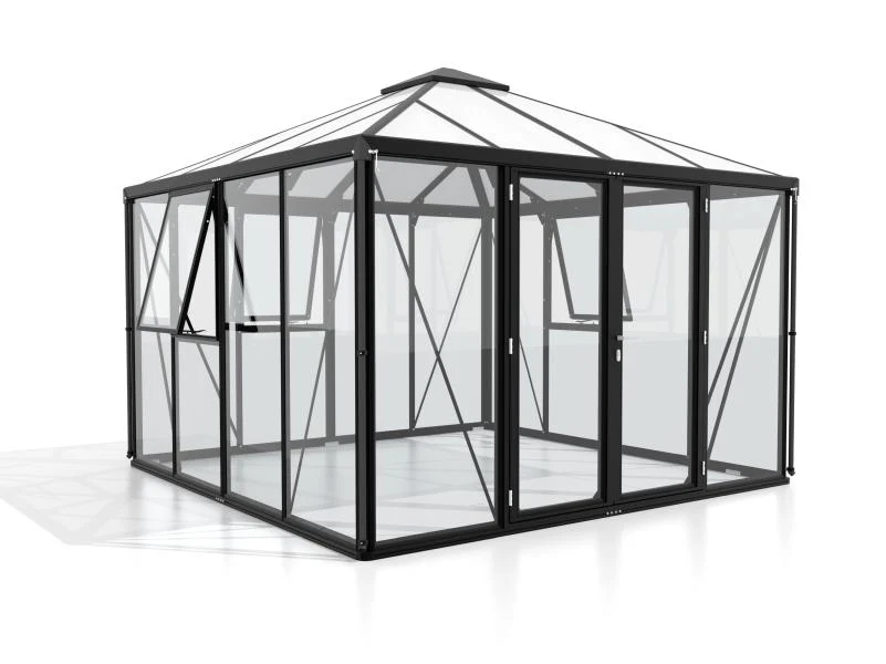 Vitavia Gewächshaus Fortuna 10200, ESG 3mm / HKP 10 mm, Schwarz , inkl. intergriertes Bodenprofil - Image 3