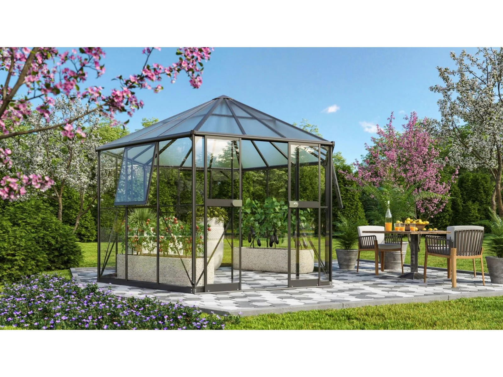Vitavia Gewächshaus Galaxis 9000 ESG 3 mm u. HKP 6 mm schwarz