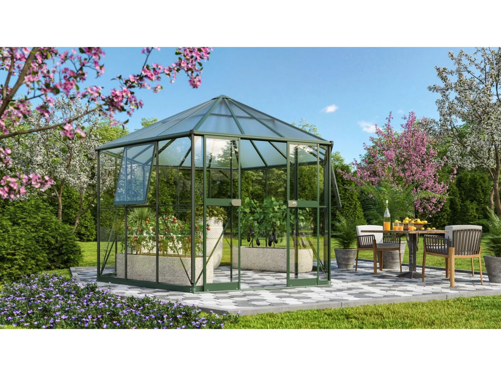 Vitavia Gewächshaus Galaxis 9000 ESG 3 mm u. HKP 6 mm smaragd