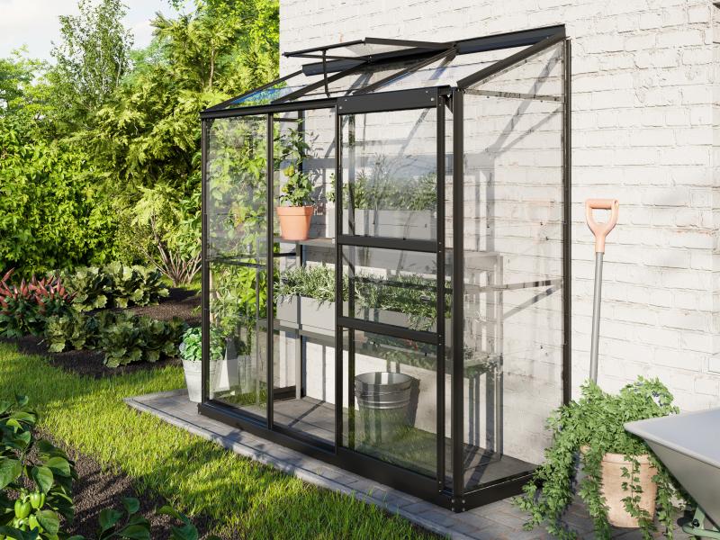 Vitavia Gewächshaus Ida 1300, 3mm ESG, Alu, Schwarz