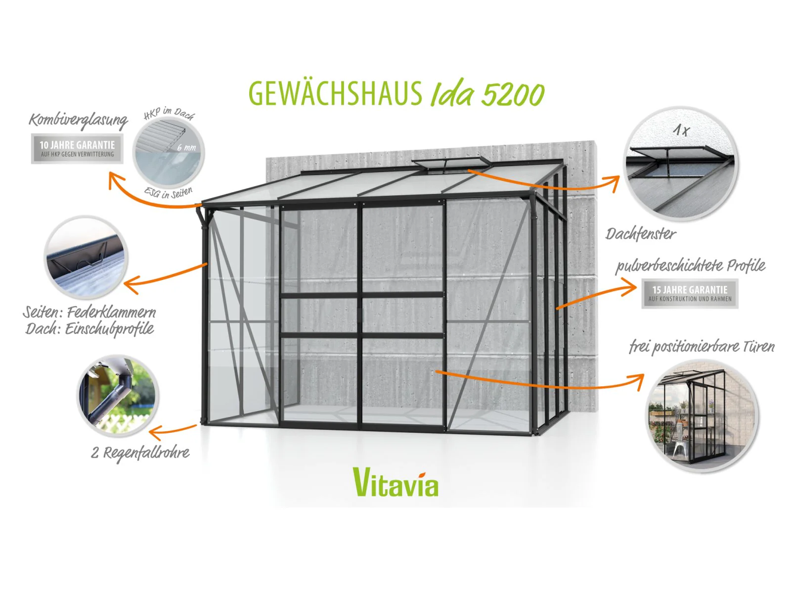 Vitavia Gewächshaus Ida 5200 ESG/HKP, Schwarz - Image 5