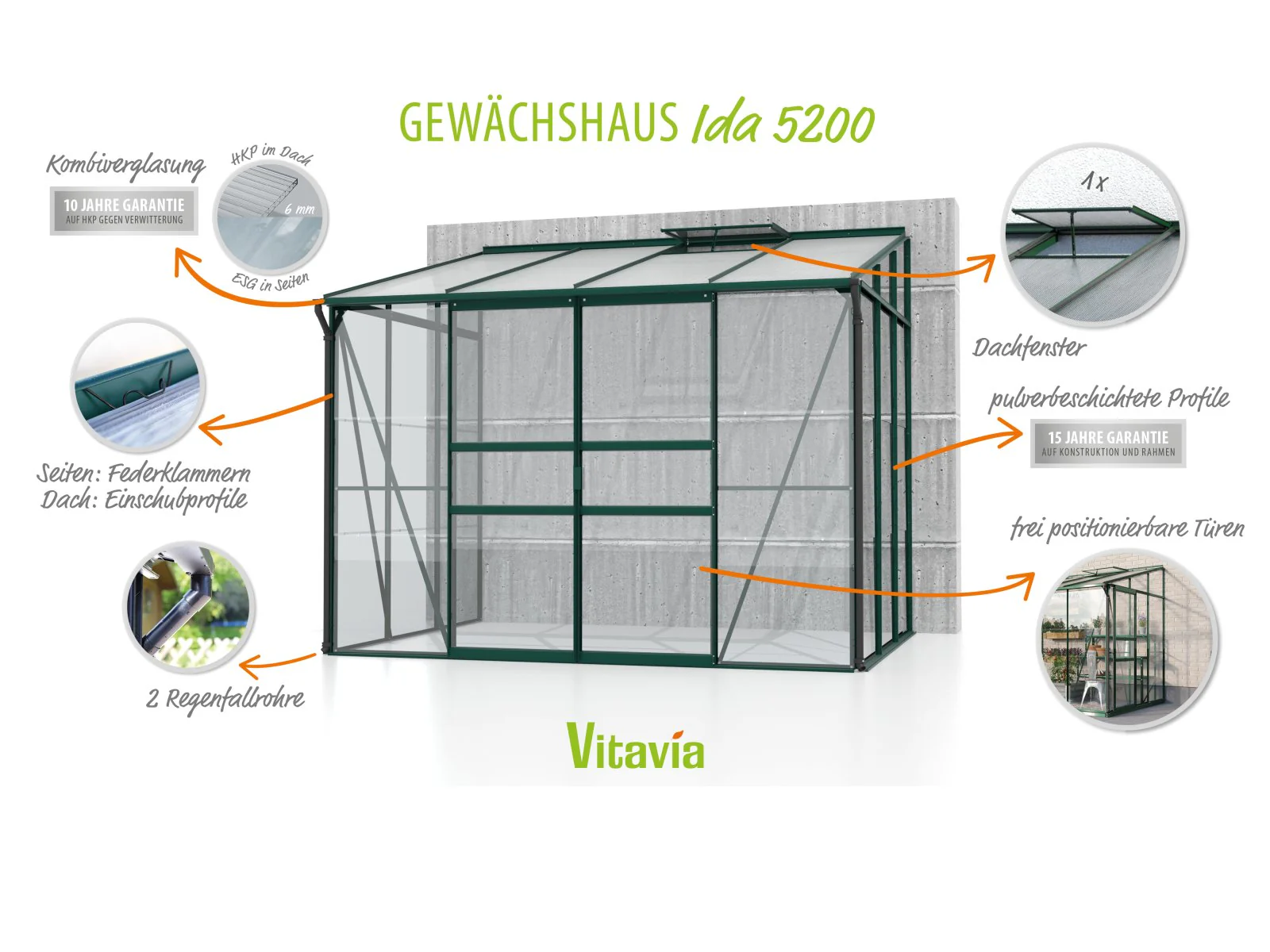 Vitavia Gewächshaus Ida 5200 ESG/HKP, Smaragd - Image 6