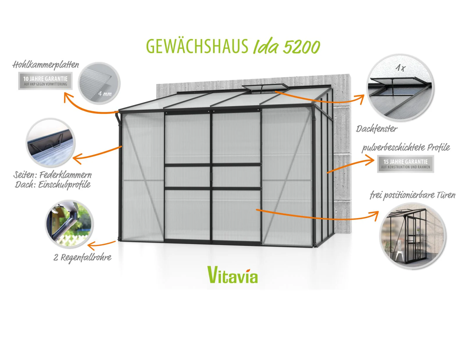 Vitavia Gewächshaus Ida 5200 HKP 4 mm, Schwarz - Image 4