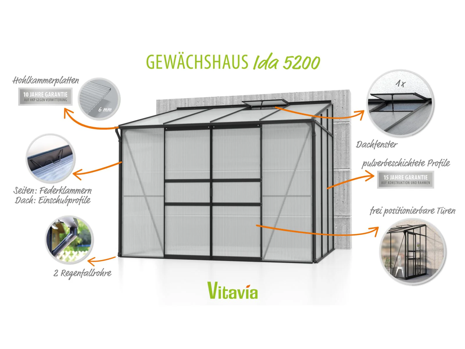 Vitavia Gewächshaus Ida 5200 HKP 6 mm, Schwarz - Image 4