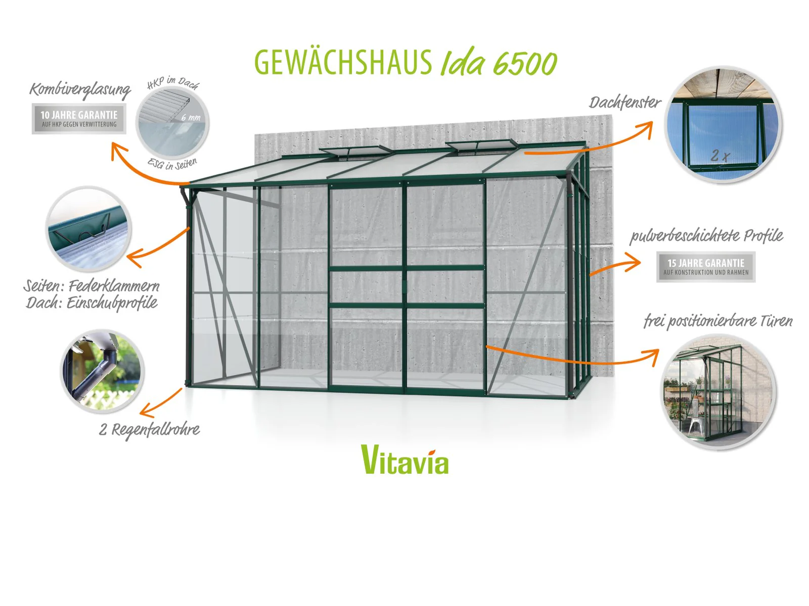 Vitavia Gewächshaus Ida 6500 ESG/HKP, Smaragd - Image 6
