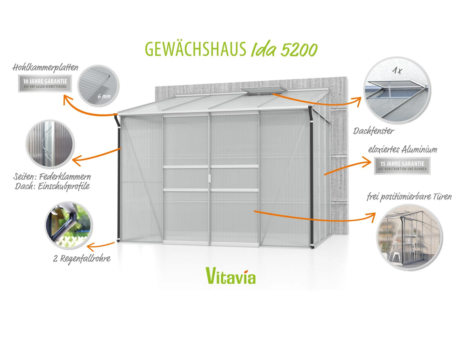 Vitavia Gewächshaus Ida 6500 HKP 4 mm Alu - Image 4